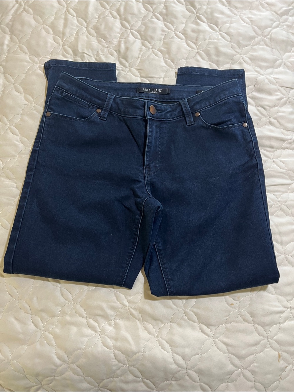 Max Jeans Dark Wash Skinny Jeans Skimmer W/Ankle Zippers